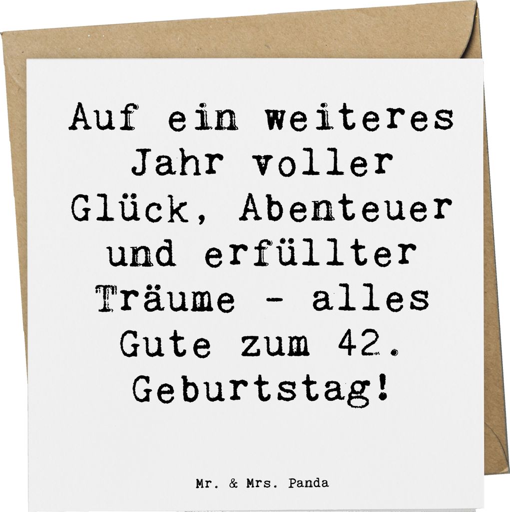 Mr. & Mrs. Panda Grußkarte Spruch 42. Geburtstag - Weiß - Geschenk, Glückwunsch, doppelkarte, Freude, anlasskarte, wertvolle Erfahrungen, Klappk...