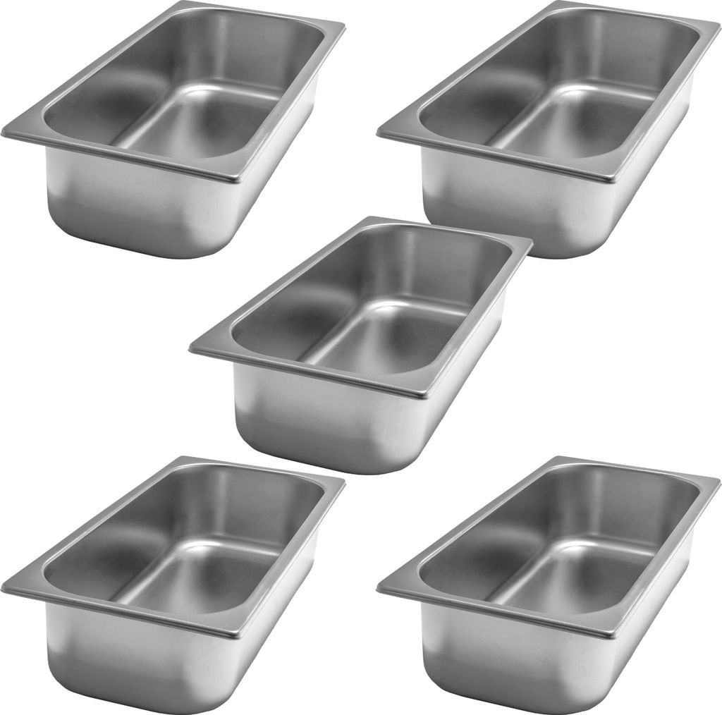 AcMax 5 Stück Eisbehälter Eistheke Eisvitrine Ice Cream Pan 360x165x80mm Edelstahl Eismaschine