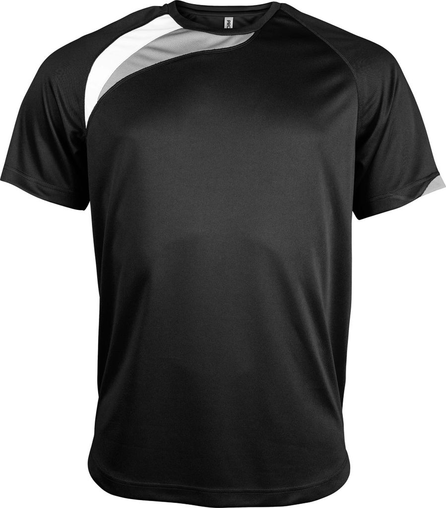 Proact Herren Sport T-Shirt Jersey Short Sleeve Fitness Training, Größe:2XL, Farbe:Black/White/Storm Grey