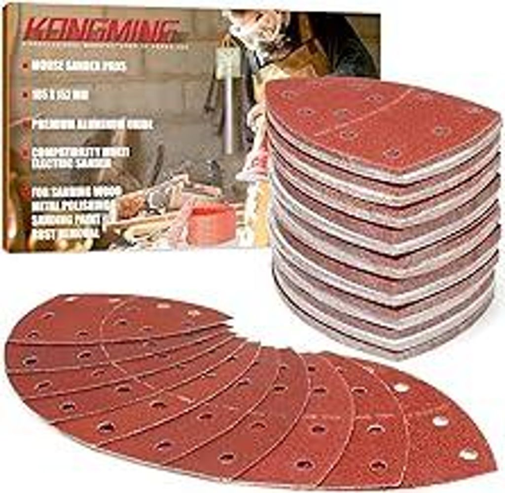 KONGMING Schleifpapier Dreieckschleifer klett 11 Loch 100 Stück Körnung 40 60 80 100 120 180 240 320 400 600 Schleifblätter fur Detailschleifer