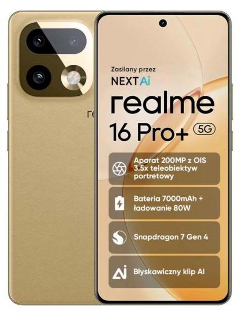 Realme 16 Pro+ 5G 512 GB/12 GB Dual-SIM Gold Produktbild 