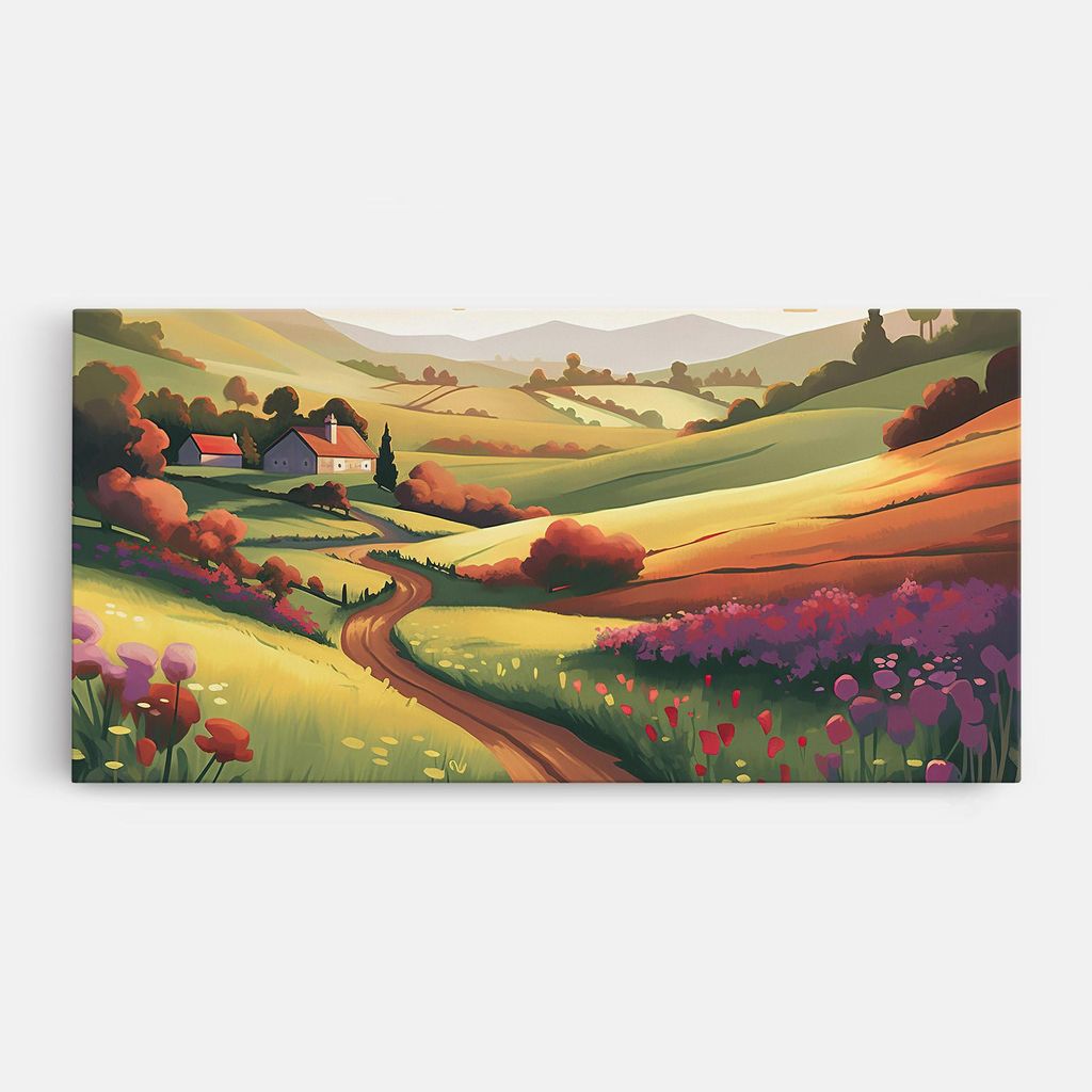 ARTHUB Leinwandbild 40x80 cm, Countryside Charm | Wohnzimmerdekoration, Hängende Bilder, Wanddekoration, Heimdekoration, Landschaften, Ländlich