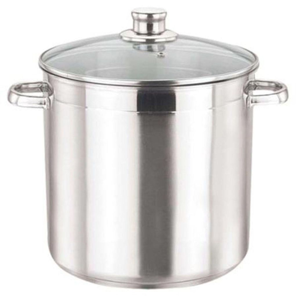 BURI Edelstahl Kochtopf 10L mit Glasdeckel Suppentopf Produktbild 