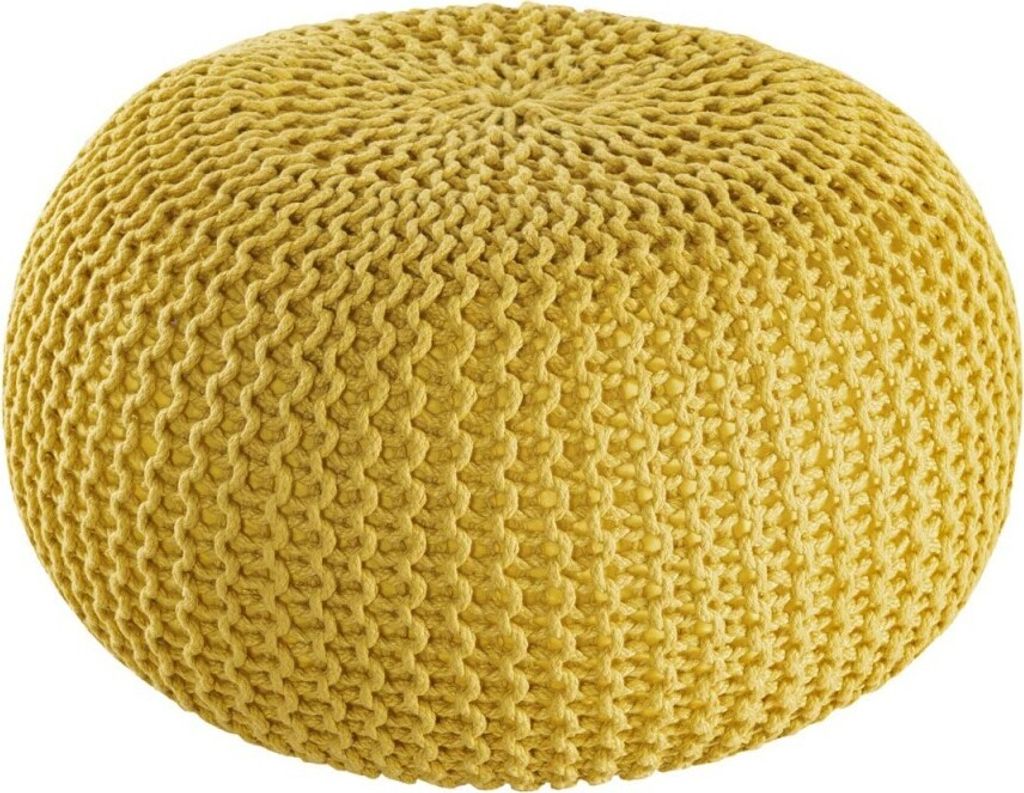 Soma Pouf PREMIUM ø45cm Sitzhocker Strickpouf Innen Terrasse Pool Garten nachhaltig gelb - freesia