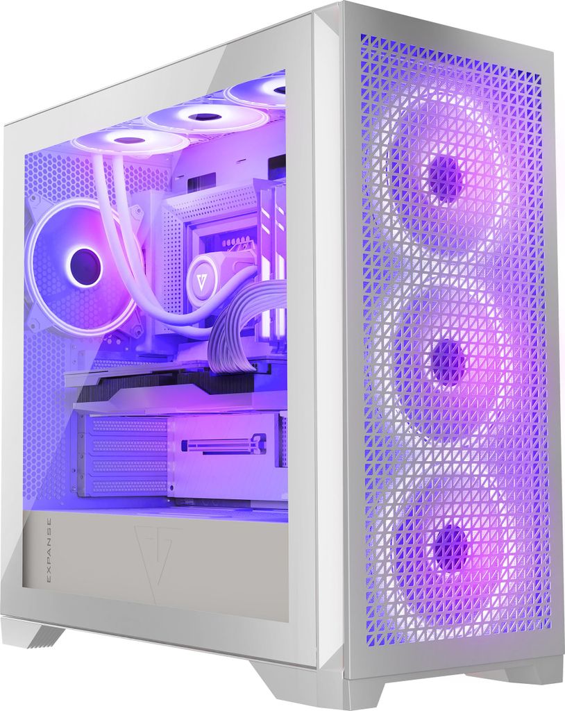 MODECOM VOLCANO EXPANSE T APEX ARGB PC Gehäuse Weiß mit Öffnung gehärtetes Glas | PC-Gaming-Gehäuse Midi Tower | Gaming Computergehäuse mit P...