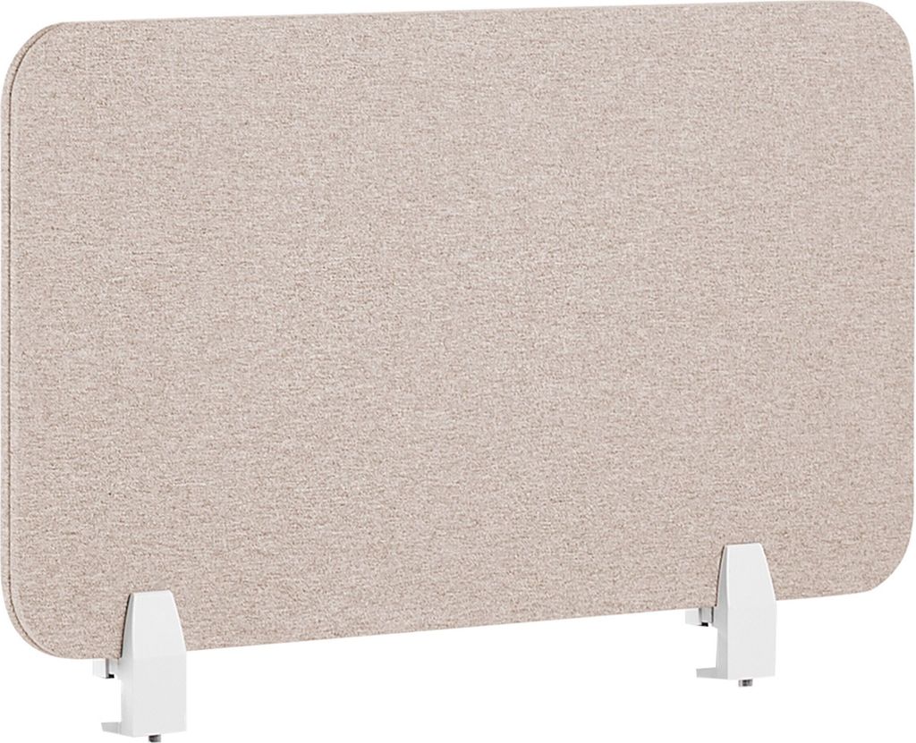 BELIANI Schreibtisch Trennwand Beige Stoff PET Kunststoff 80 x 40 cm zum Aufstellen Klemmen Schallschutz Sichtschutz Pinnwand Büro Home Office