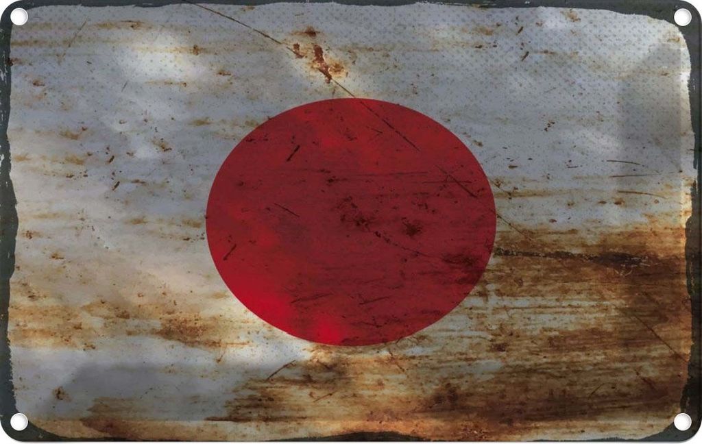 vianmo Blechschild 12x18 cm Japan Rost Flagge Fahne Wappen