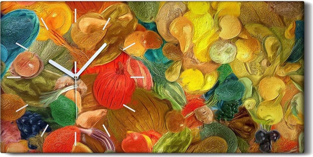 Leinwand Wanduhr Wandkunst Uhr Geräuschlos 60x30 Aquarell Abstrakte Kunst Bunt - weiße Hände