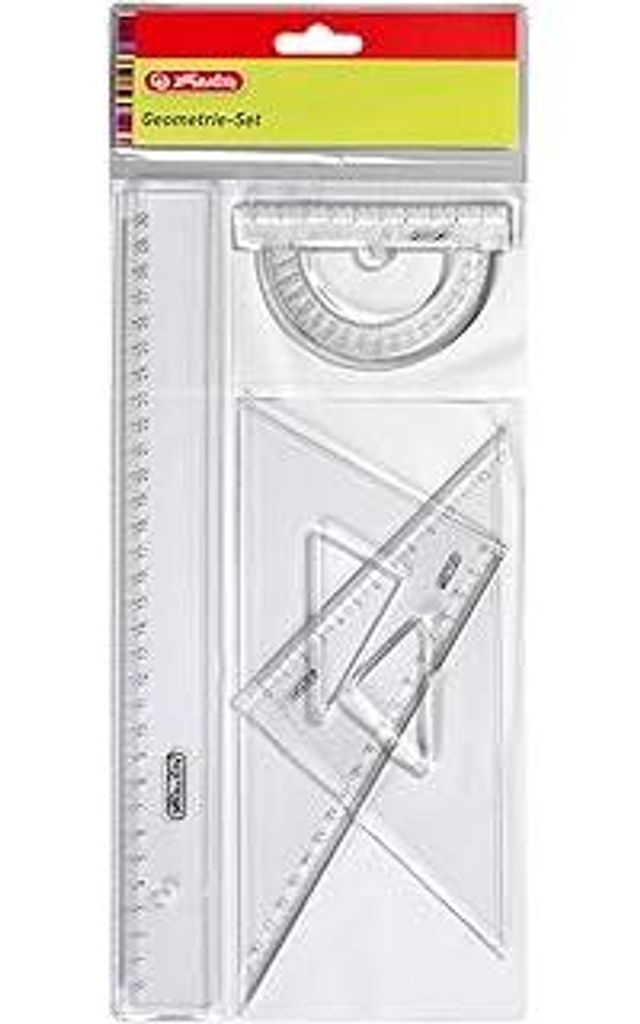 Herlitz Geometrie-Set, 4-teilig, Kunststoff, Klarsichtpackung
