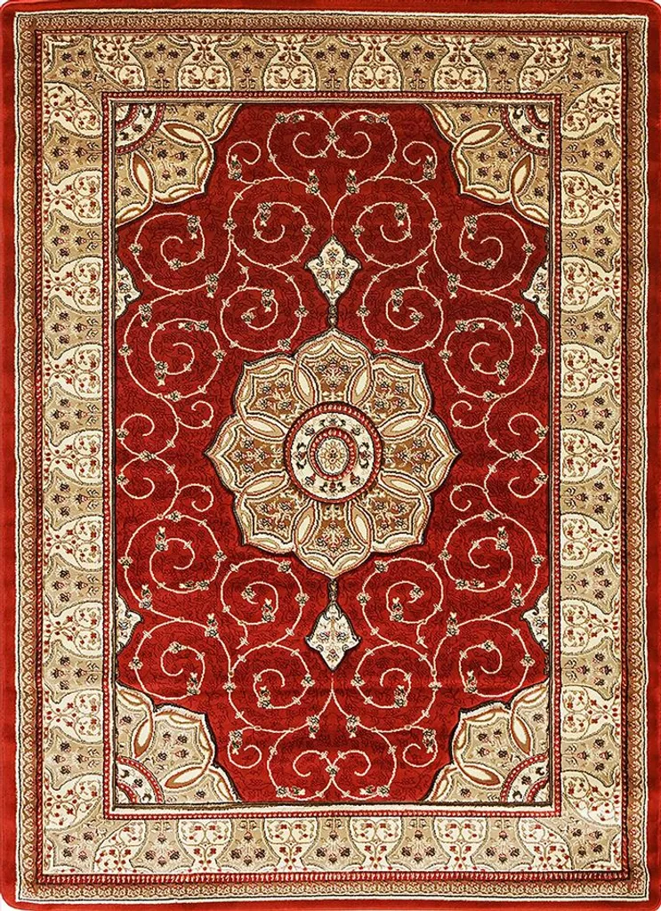 Grand tapis de salon ovale 120x180 cm style persan rouge ARTESIA