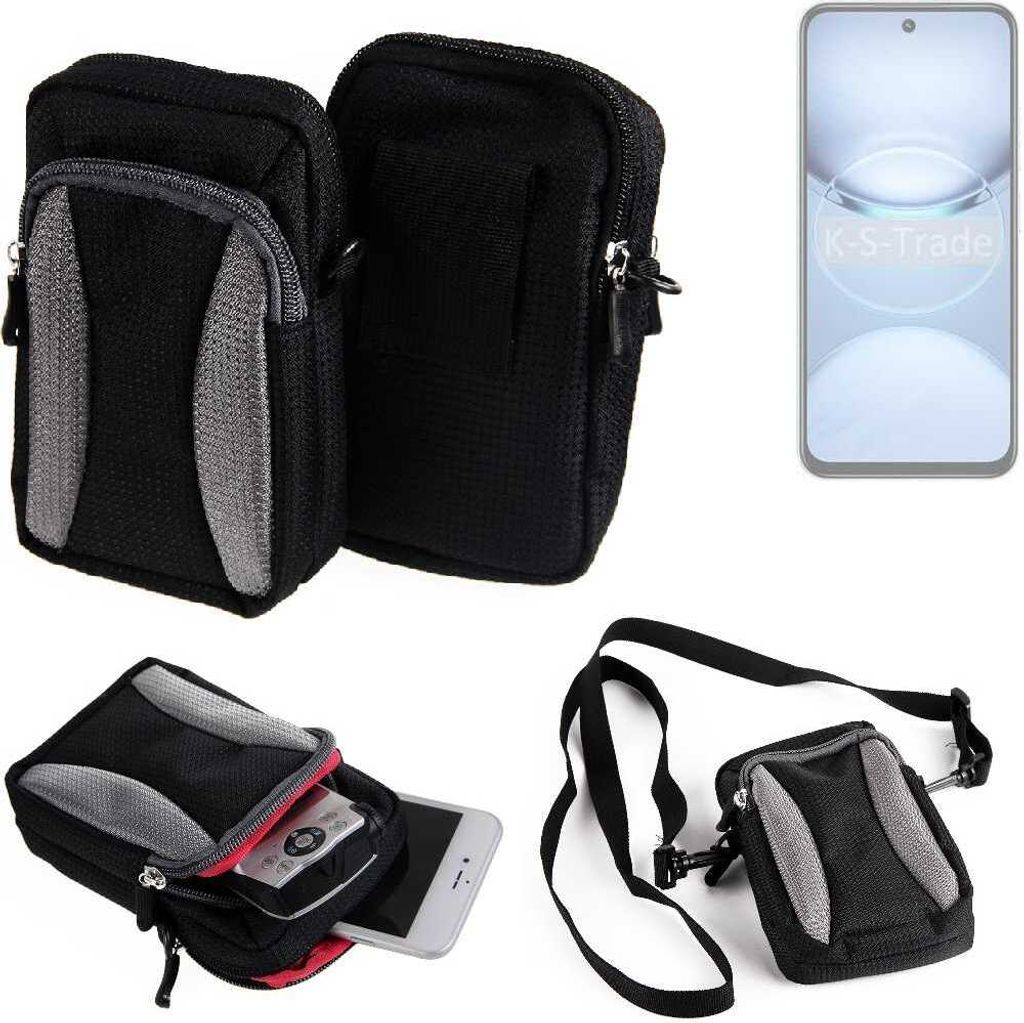 K-S-Trade Holster Schutz Hülle kompatibel mit Tecno Spark 30 5G Handy Hülle Gürteltasche Umhängetasche mit Zusatzfach schwarz