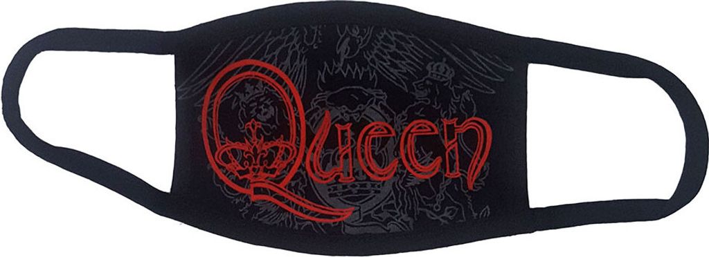 Queen - Rot Retro Logo Gesichtsmaske - Schwarz