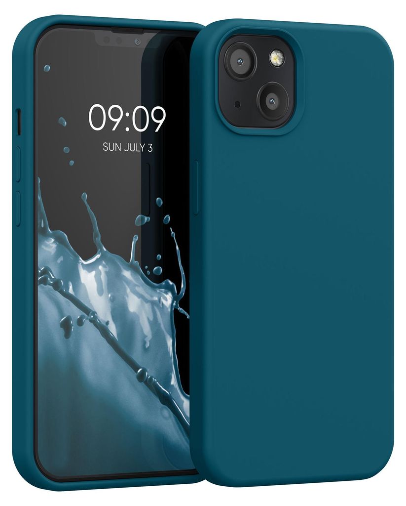 kwmobile Handyhülle für iPhone 13 Hülle, für iPhone 13 Case - Hülle Silikon - kabelloses Laden - Petrol matt
