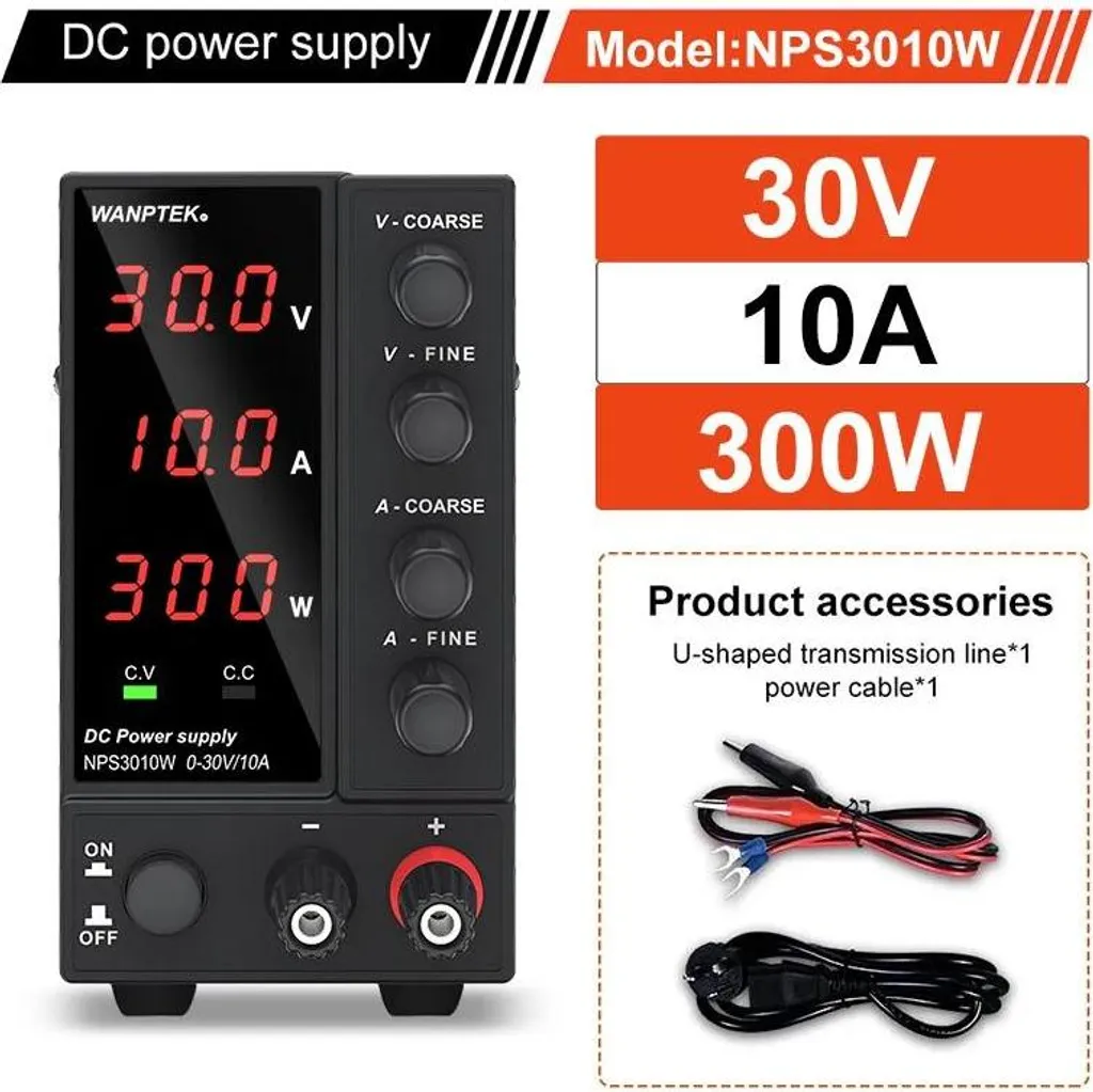 Alimentation continue réglable 30V 10A avec affichage 3 chiffres précis