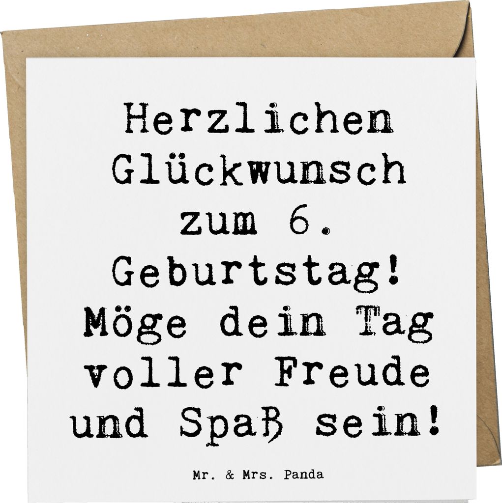 Mr. & Mrs. Panda Glückwunschkarte Spruch 6. Geburtstag Freude - Weiß - Geschenk, faltkarte, Einladungskarten, Alter, Grußkarte, feiern, doppelka...
