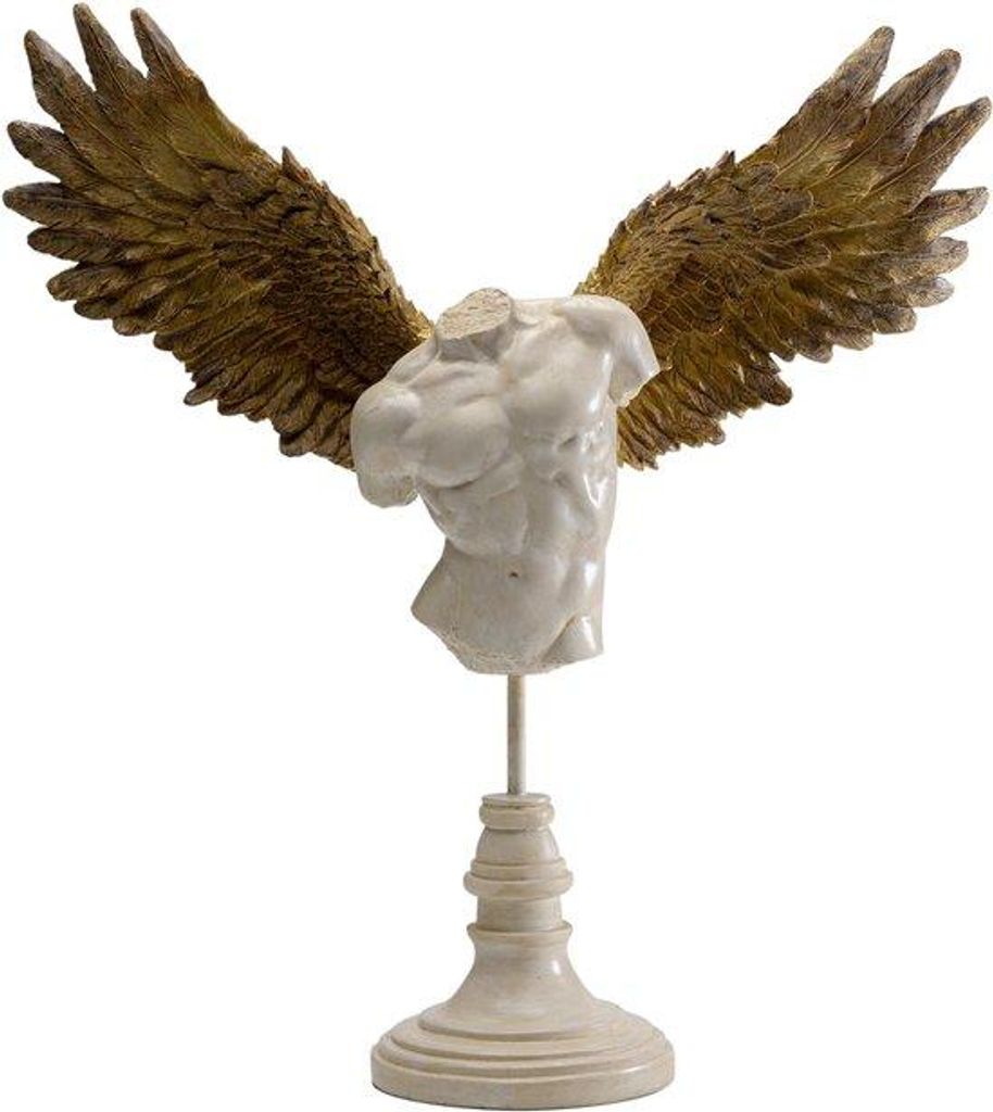 Engel-Statue aus Kunststein mit goldenen Flügeln