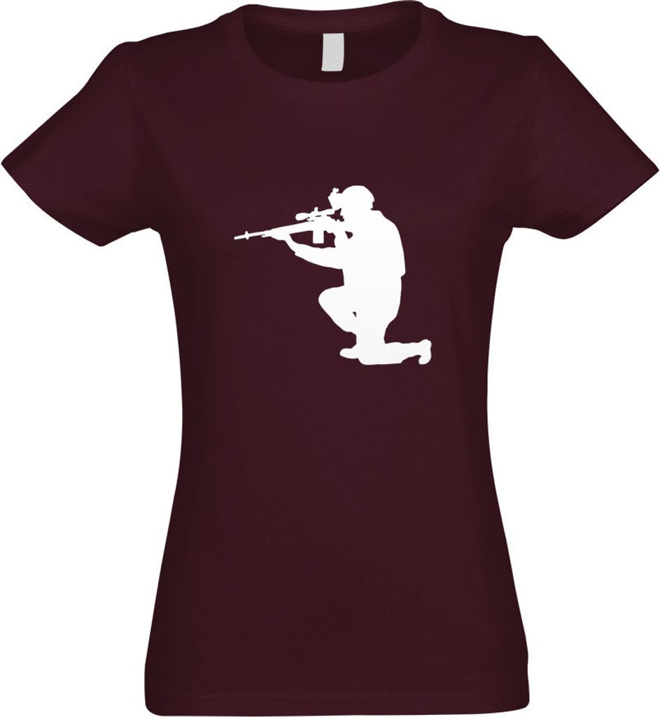 Kiwistar - T-Shirt tailliert - Damen - Burgund - Armee - Motiv 2 - Special Forces - mit Motiv Bedruckt - Funshirt Design - Sport - Freizeit - Damen...