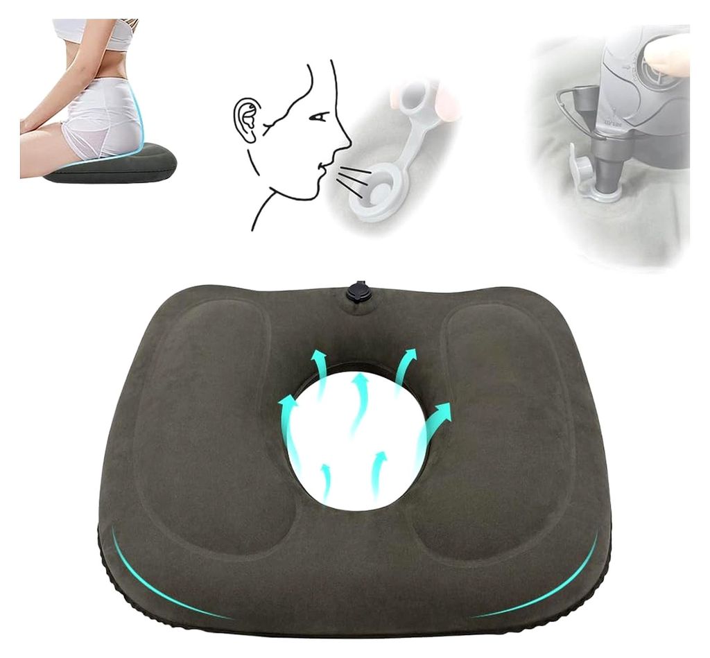 Orthopädisches Sitzkissen, Aufblasbares Reise-Sitzkissen, Sitzkissen für Hämorrhoiden nach Operation, Aufblasbares Donut-Kissen mit Pumpe, Für ...
