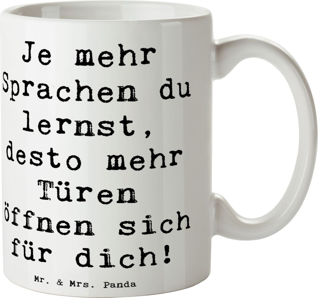 Mr. & Mrs. Panda Becher Spruch Sprachen lernen und anwenden Produktbild 
