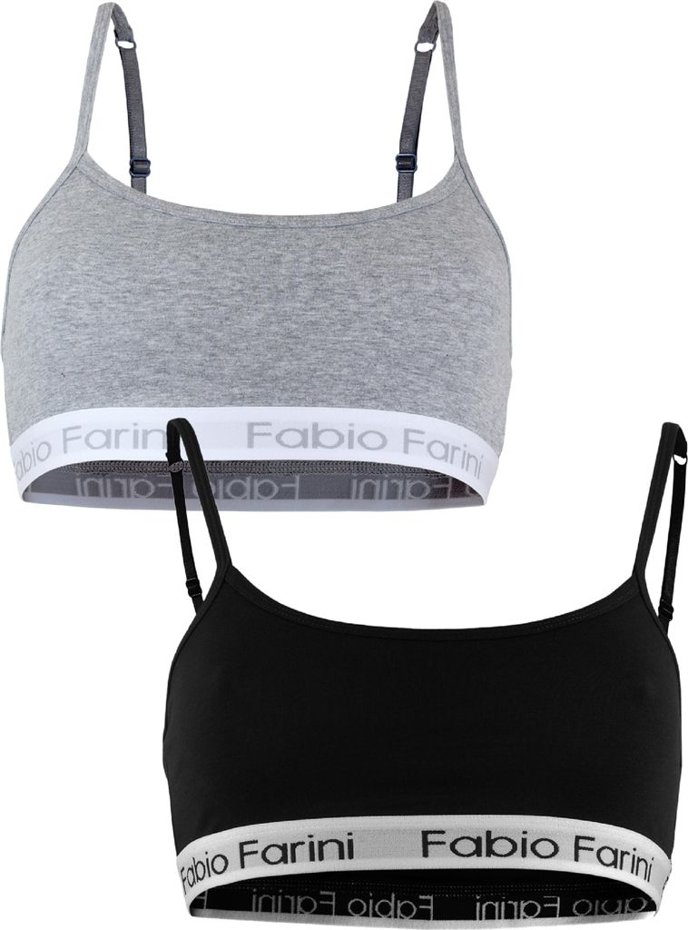 Fabio Farini - 1 Stück Mädchen Unterwäsche - Mädchen Sport-BH aus Baumwolle mit Strech-Anteil bügellos, mit Spaghettiträgern und Logo-Bund