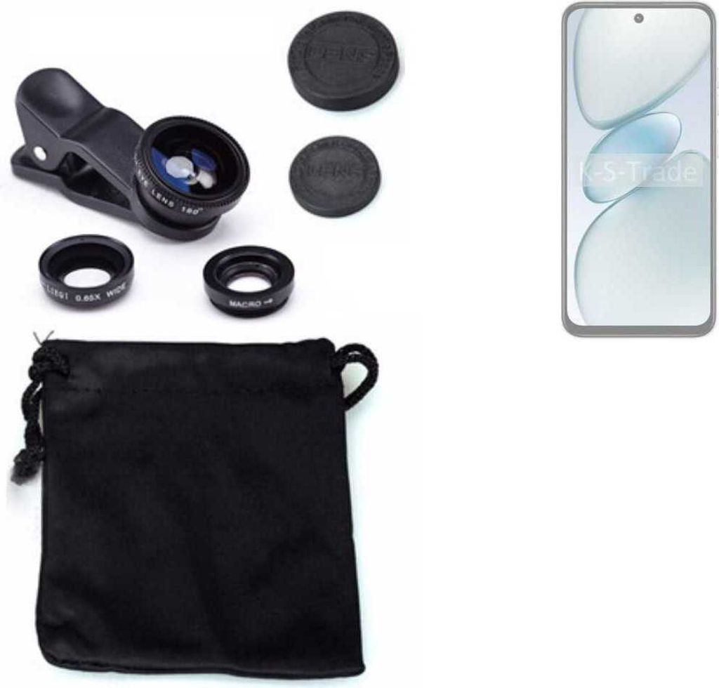 K-S-Trade Smartphone Kamera Linsen Set Kompatibel mit Tecno Spark Go 1 3in1 Clip-On Kamera Adapter Macro Weitwinkel FishEye Fischauge Objektiv Linse