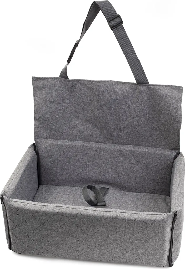 Seggiolino auto per cani con coprisedile posteriore Seggiolino passeggero Lettino per cani in poliestere Colore: grigio Lino sintetico Dimensioni: XL (80x60 cm)