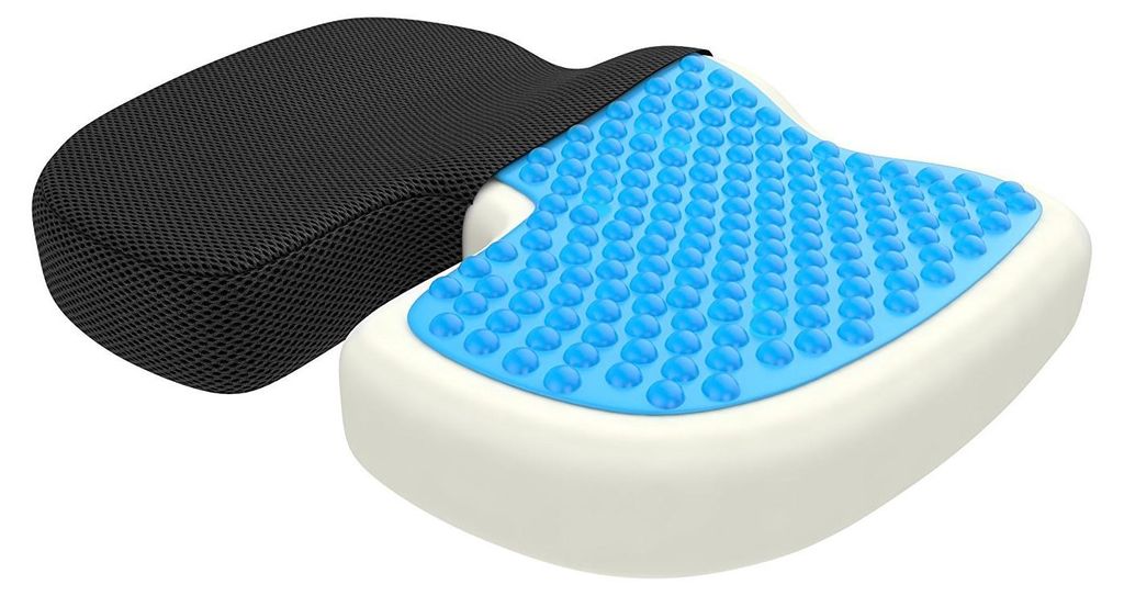 Orthopädisches Sitzkissen, Memory-Schaum mit Gel, Steißbeinstütze, ergonomisch für Auto, Bürostuhl, Rollstuhl, Wellness, schwarz, Netzgewebe, ...