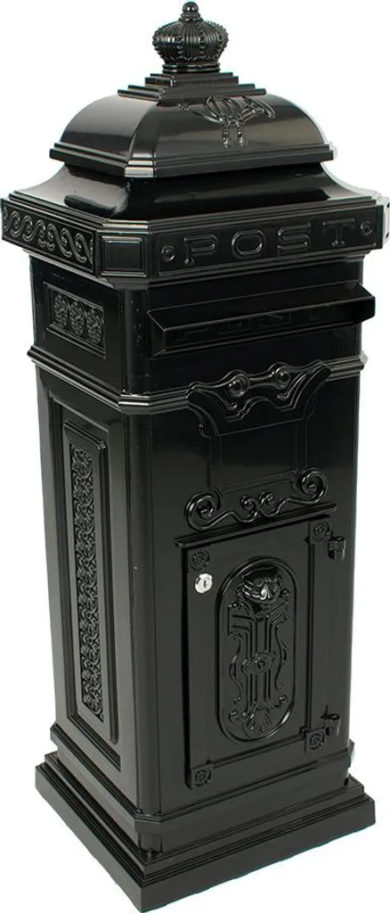 Boîte aux lettres sur pied style colonne rétro en aluminium noir mat