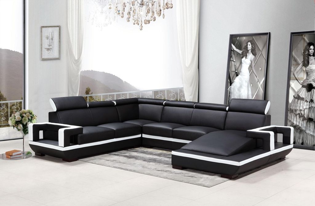 Wohnlandschaft Couch Polster Eck Garnitur Designer Ledersofa Big Sofa Neu 5102