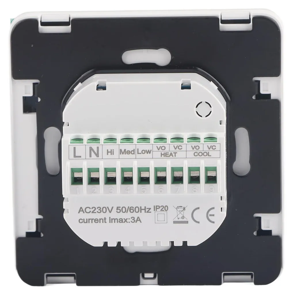 Thermostat intelligent à écran LCD rétroéclairé blanc pour ventilo
