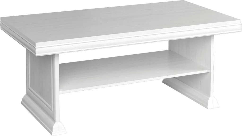 Table de salon GREGORIA décor bois blanc et gris - Design Moderne