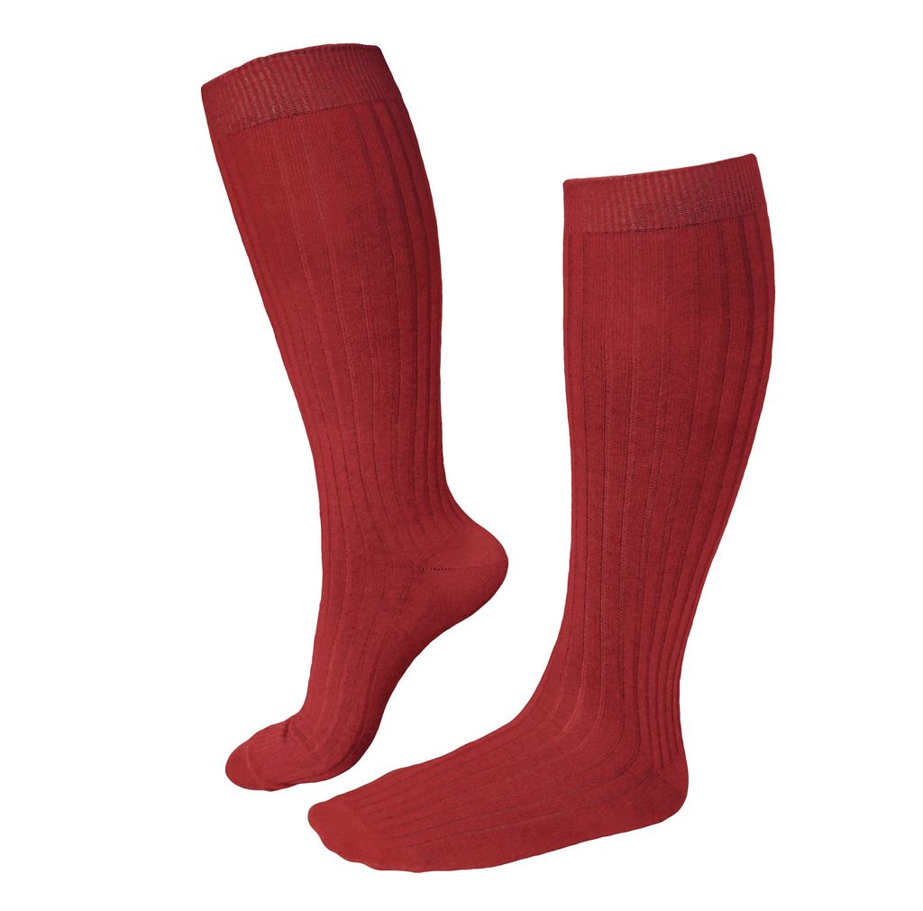 Damen Kniestrümpfe aus Baumwolle Rippe Weinrot Größe 39-42