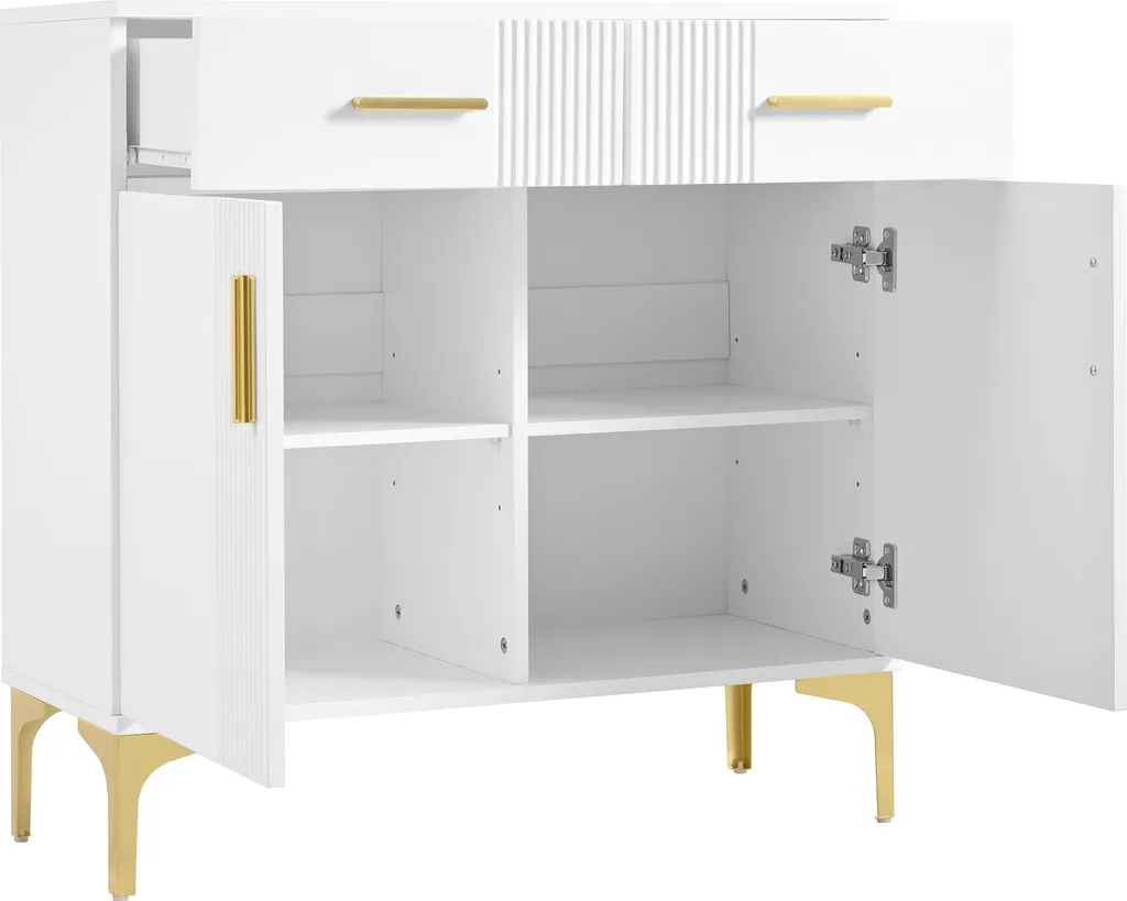 Commode de Rangement Moderne Blanche avec Pieds Métal pour Salon Chic - 9