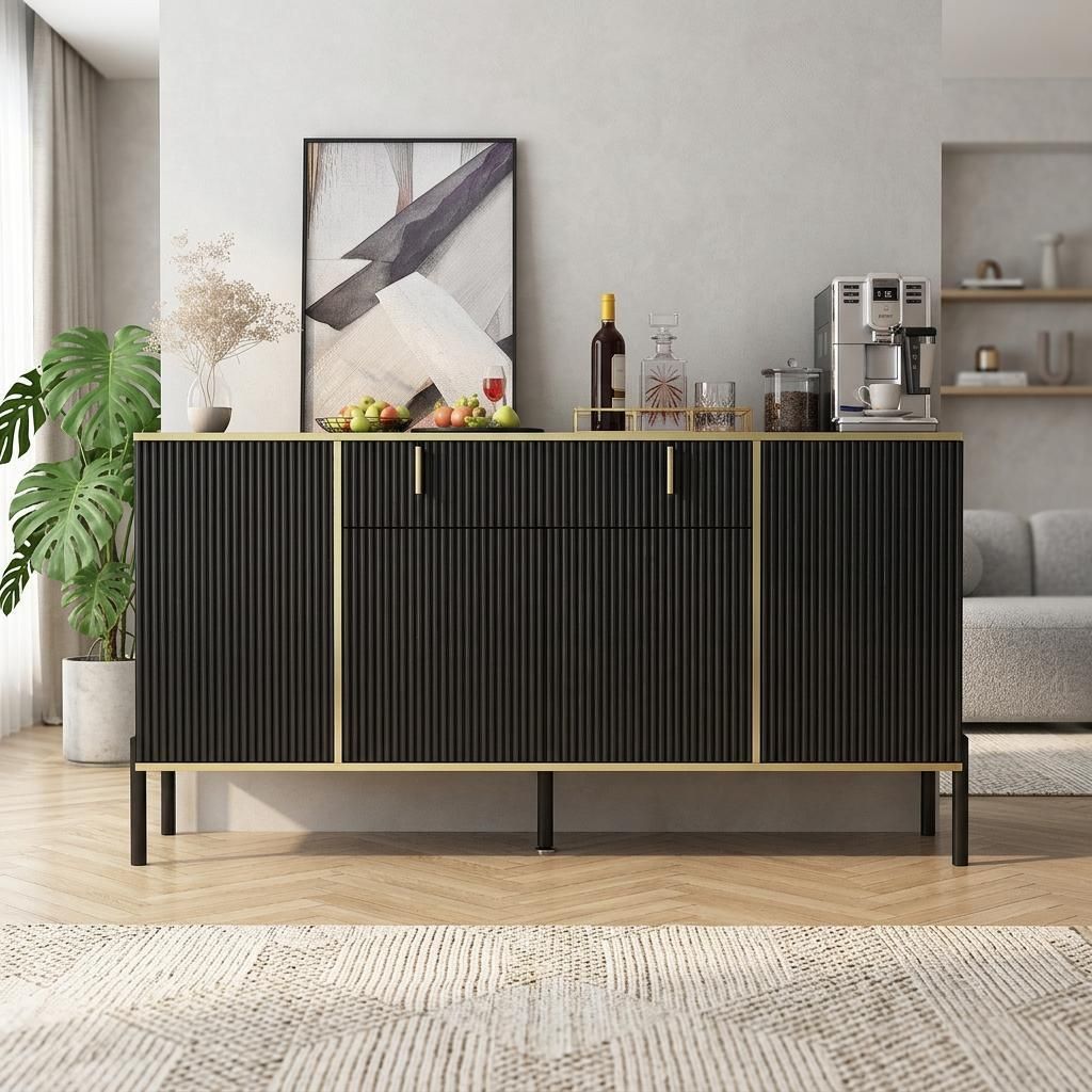 160 cm Sideboard mit 1 großen Schublade 4 Türen, Kommode Produktbild 