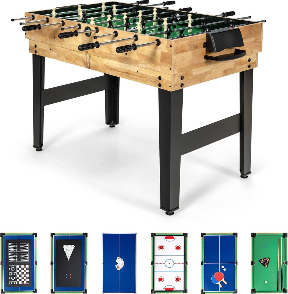 GOPLUS 10-in-1 Multifunktionstisch, Kombi-Spieltisch-Set mit Tischfußball, Hockey, Tischtennis, Billard, Shuffleboard, Bowling & 4 Brettspielen
