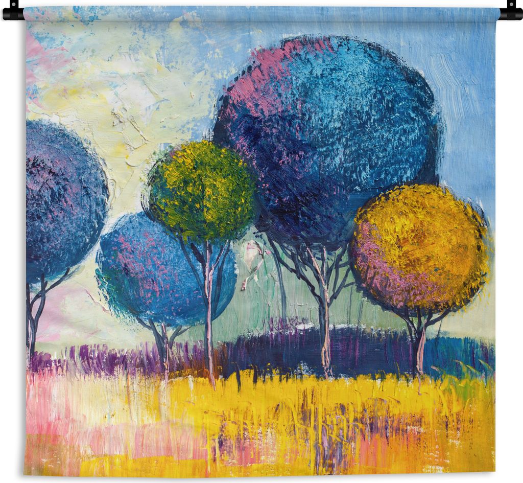 MuchoWow Wandteppich Wandbehang Gemälde - Ölfarbe - Baum - Natur 120x120 cm Tapisserie Dekoration Wandtuch - Modern - Baumwollgewebe
