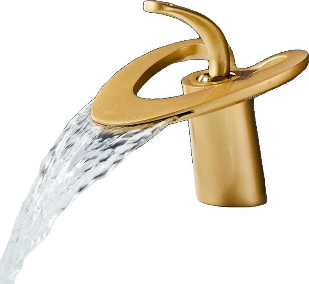Mélangeur lavabo or brossé anticalcaire anti-traces pour vasque