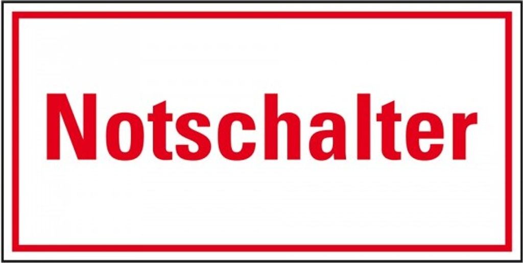 Dreifke Schild I Hinweisschild Notschalter, Aluminium, 200x100mm