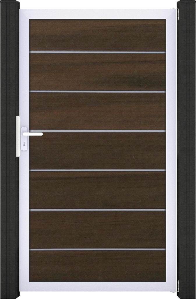 GroJa Solid Grande Premium Tor Sondermaß max. 150x180cm Aluminiumrahmen Walnuss co-extrudiert