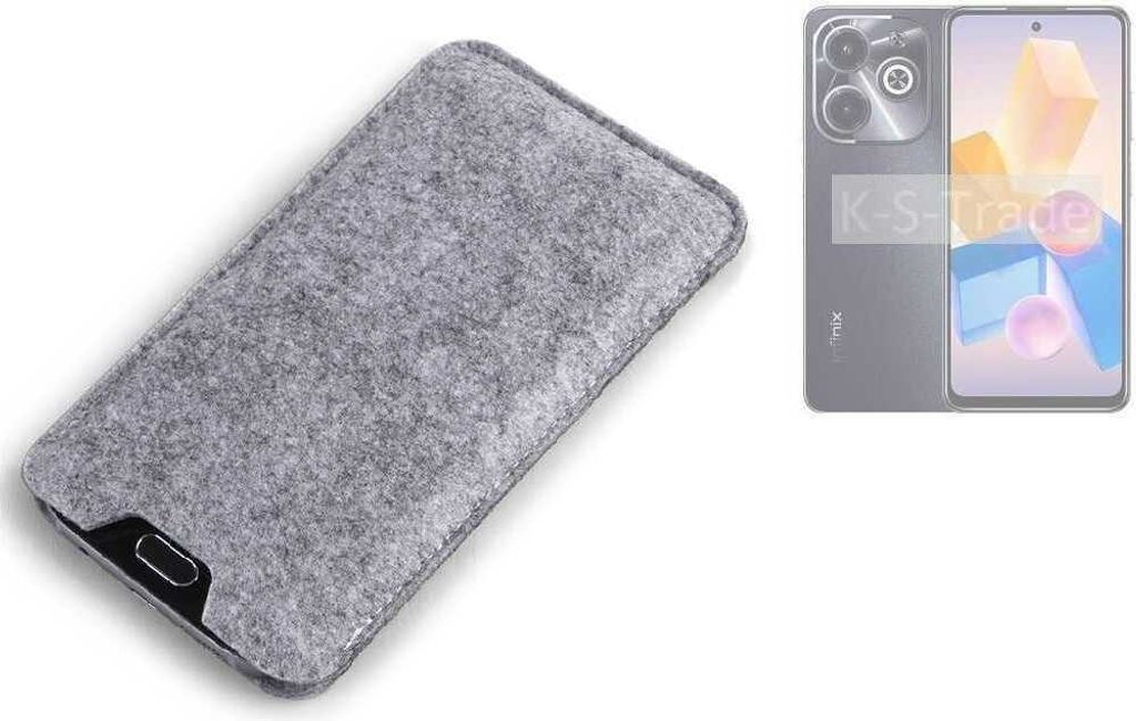 K-S-Trade Filz Handyhülle kompatibel mit Infinix Hot 40 Schutzhülle Filztasche Filz Tasche Case Sleeve Handy Hülle Filzhülle grau