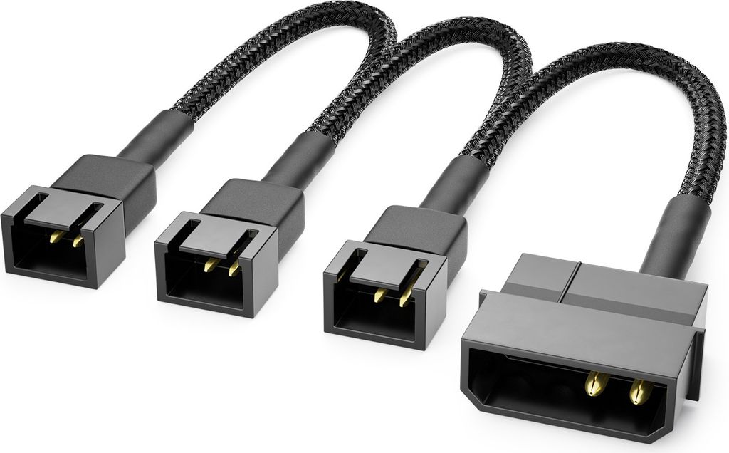deleyCON 20cm 4-Pin Molex 5V auf 3x3-Pin Lüfterkabel - Lüfteradapter Lüfterkabel für Prozessor- und Gehäuselüfter - Verlängerung Netzteil L...