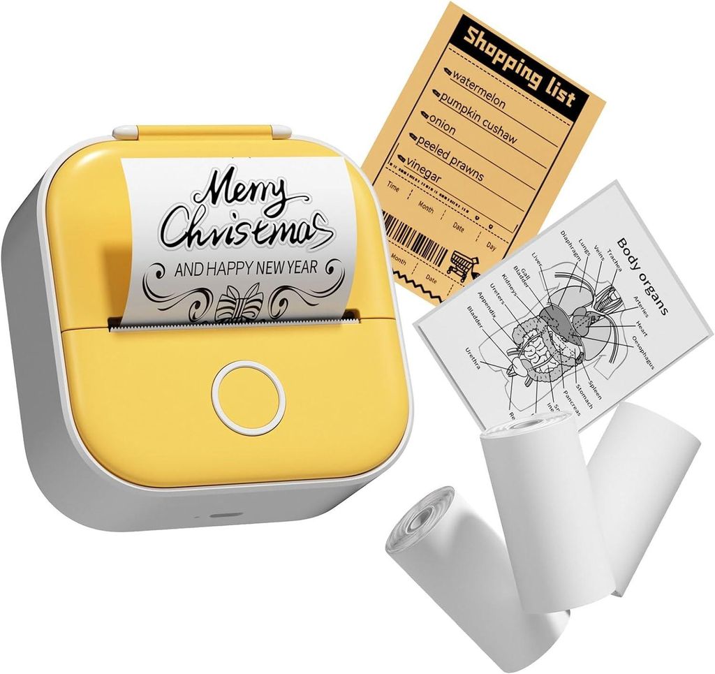 Phomemo Mini Aufkleber Drucker,T02 Druck Pods Mini Drucker, Aufkleber Maker Maschine Bluetooth Thermal für klebriges Scrapbook, Journal, Hinweis, ...