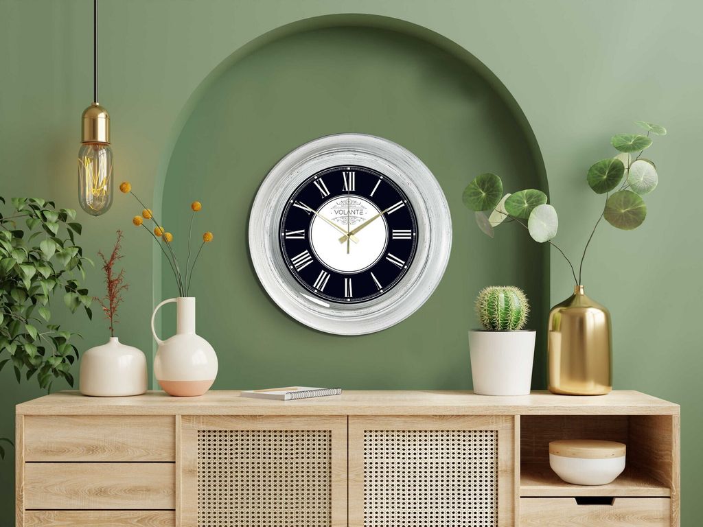 Opviq, A80818 - Sbyz1Gld, Dekorative Wanduhr, Schwarz, 100 % KUNSTSTOFF, 45 x 45 cm