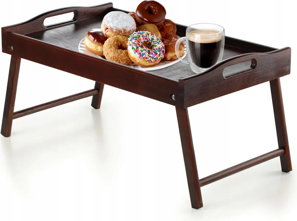 Plateau pour ordinateur portable en bois marron - Stable et Polyvalent - 3