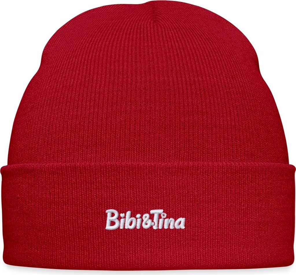 Spreadshirt Bibi und Tina Logo Stick Bestickte Wintermütze, One size, klassisch Rot