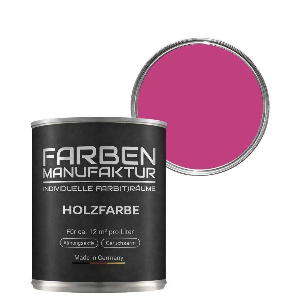 Farben Manufaktur Holzfarbe Wetterschutzfarbe Holzlack RAL deckend 1L - ca. RAL 4010 Telemagenta