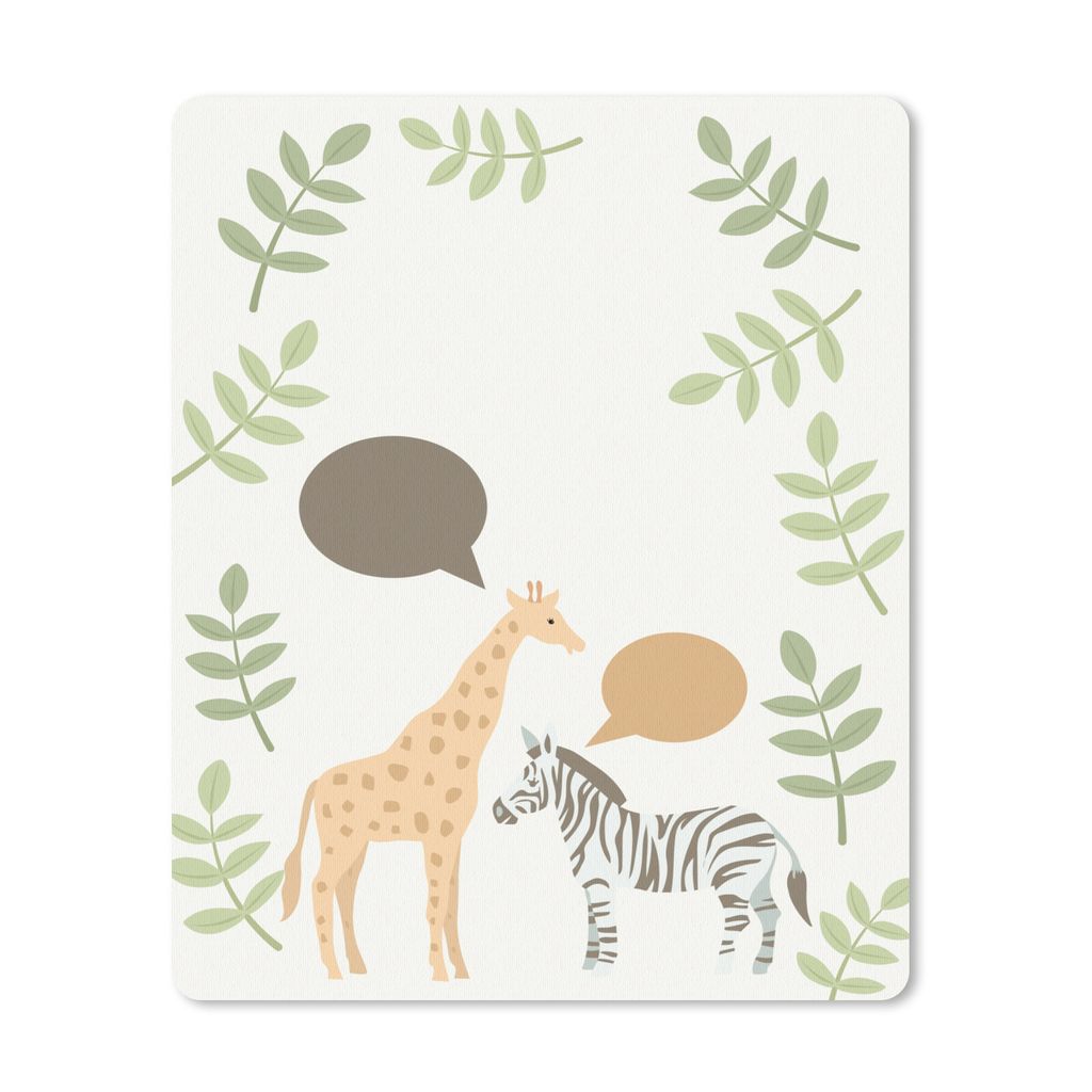 MuchoWow Mauspad Mousepad Illustration eines Zebras und einer Giraffe in Pastellfarben 30x40 cm - Mousepads - Maus Mat - Pad - Mausunterlage - Ma...