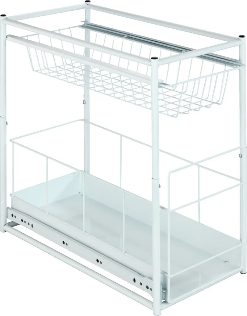 WENKO Organizer Estraibile 2 Livelli: Scaffale Telescopico per Basi