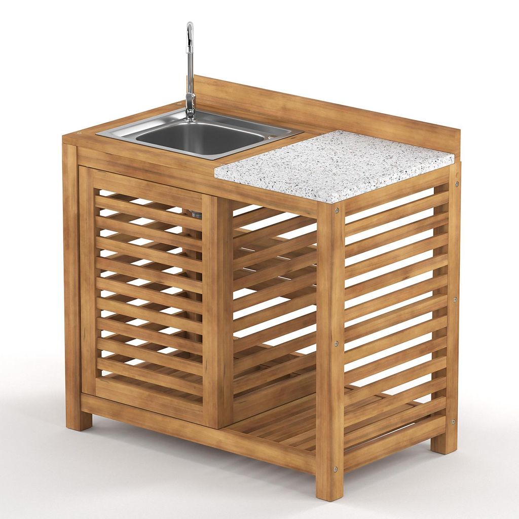 home24 Gartenspültisch - Akazie Massiv - Beige Produktbild 