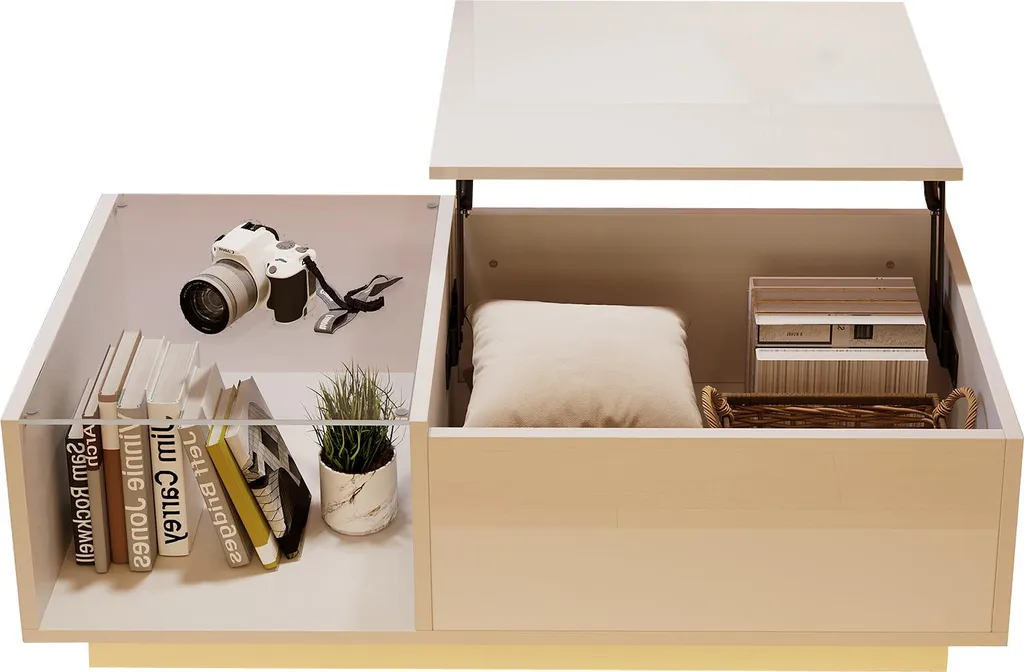 Table basse relevable pour gagner de la place avec rangement intégré - 4